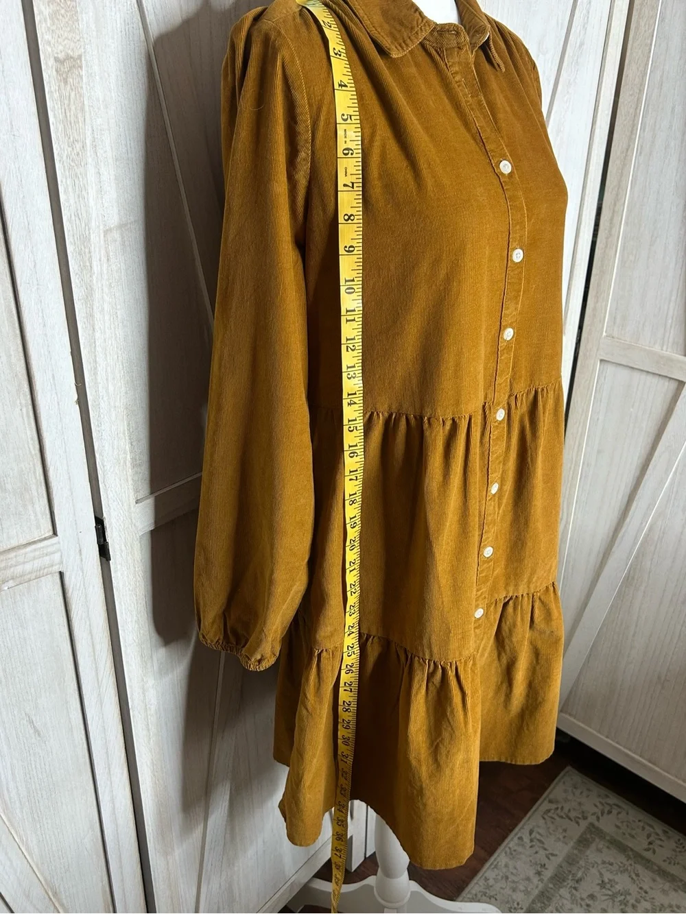 J. Crew NWT Camel Corduroy Tiered Long Sleeve Dress Sz 8 Cottagecore Western
